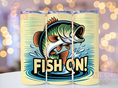 Fish On Quote 20oz Tumbler, Fishing Tumbler, Sublimation Wrap, 20oz Tumbler Design, Outdoor Fishing Gift, PNG Tumbler Wrap, Fisherman Quotes Sublimation SvggirlplusArt 