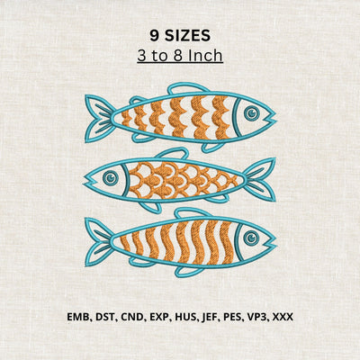 Fish Trio Machine Embroidery Design – Coastal Fish Embroidery File, Nautical Ocean Fish Pattern Embroidery/Applique DESIGNS PatternFeed8 