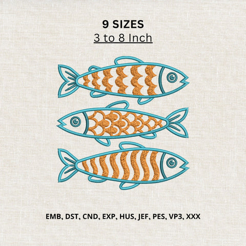 Fish Trio Machine Embroidery Design – Coastal Fish Embroidery File, Nautical Ocean Fish Pattern Embroidery/Applique DESIGNS PatternFeed8 
