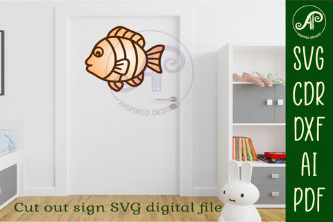 Fish two layer cut out laser cut wall art SVG APInspireddesigns 