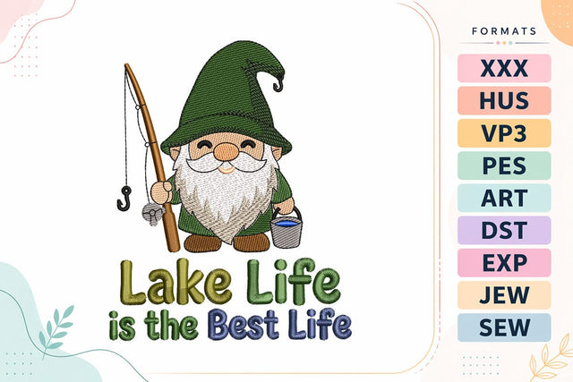 Fisherman Gnome Summer Machine Embroidery Design Embroidery/Applique DESIGNS sg embroidery 
