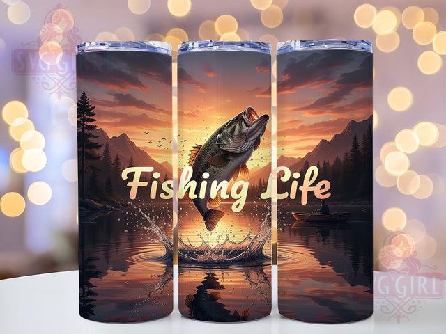 Fisherman Outdoor Life Tumbler, Fishing Life Tumbler, 20oz Tumbler Wrap, Sublimation Design, Outdoor Adventure Gift, Angler Lover Wrap, Nature Fishing Tumbler Sublimation SvggirlplusArt 