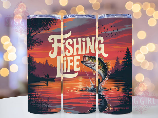 Fisherman Outdoor Life Tumbler, Fishing Life Tumbler, 20oz Tumbler Wrap, Sublimation Design, Outdoor Adventure Gift, Angler Lover Wrap, Nature Fishing Tumbler Sublimation SvggirlplusArt 