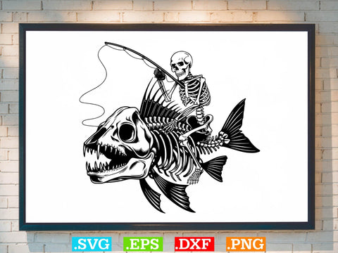 Fisherman Riding Fish Skeleton SVG Bundle, Fisherman Shirt SVG Creativeart88 