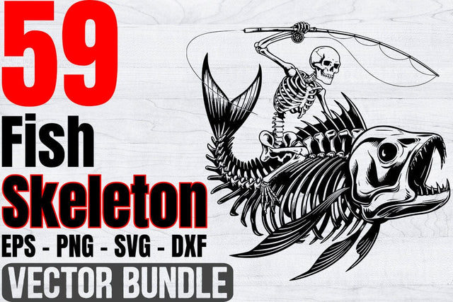 Fisherman Riding Fish Skeleton SVG Bundle, Fisherman Shirt SVG Creativeart88 