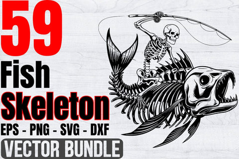 Fisherman Riding Fish Skeleton SVG Bundle, Fisherman Shirt SVG Creativeart88 