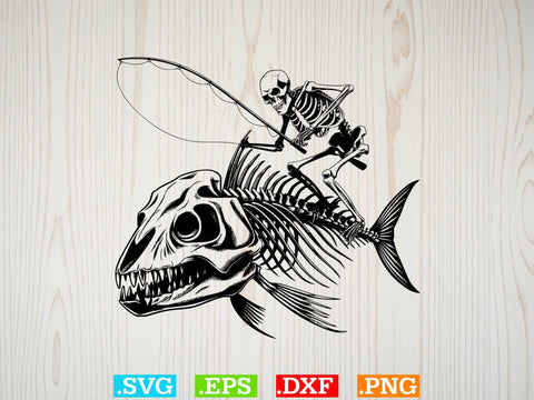 Fisherman Riding Fish Skeleton SVG Bundle, Fisherman Shirt SVG Creativeart88 