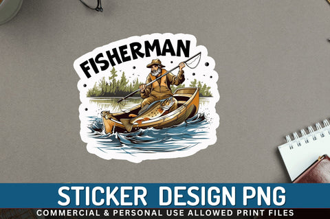 Fisherman Sticker Design Sublimation Regulrcrative 