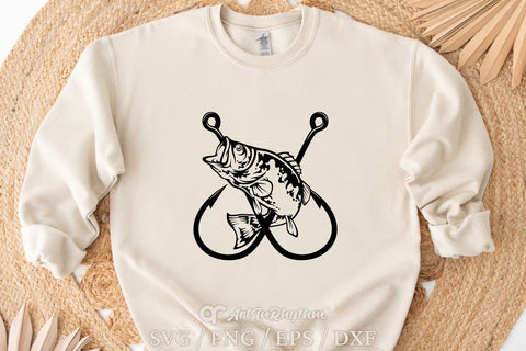 Fisherman Svg, Fish and hooks Svg, Fishing Svg, Fishhook Svg, Bass Fish Svg SVG Artinrhythm shop 
