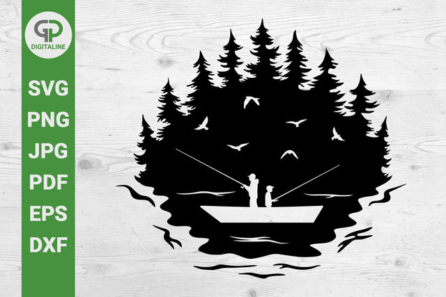 Fishermen in a Boat SVG, Fishing SVG SVG GPDigitaline 