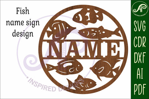 Fishes themed name sign svg laser SVG APInspireddesigns 