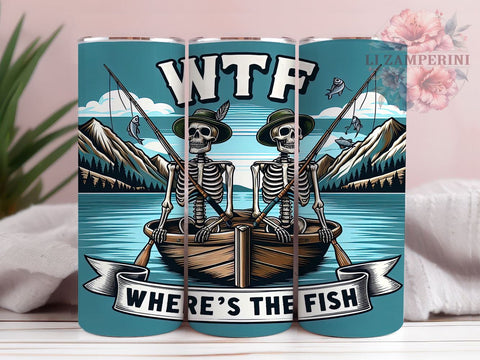 Fishing 20 oz Skinny Tumbler Sublimation Design, Straight & Tapered Tumbler Png, Where's the Fish Tumbler Png, Digital Download PNG Sublimation Li Zamperini 