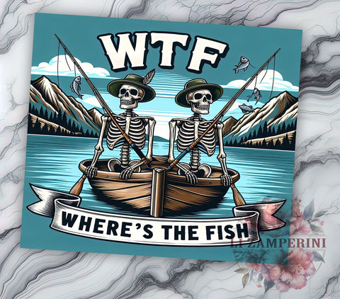 Fishing 20 oz Skinny Tumbler Sublimation Design, Straight & Tapered Tumbler Png, Where's the Fish Tumbler Png, Digital Download PNG Sublimation Li Zamperini 