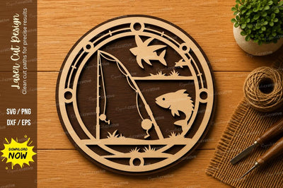 Fishing Adventure Scene Laser Cut SVG File SVG Regulrcrative 