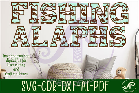 Fishing Alphabet SVG Fish Letters SVG APInspireddesigns 