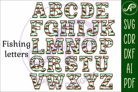 Fishing Alphabet SVG Fish Letters SVG APInspireddesigns 