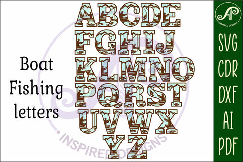 Fishing Alphabet SVG Fisherman Boat Letters SVG APInspireddesigns 