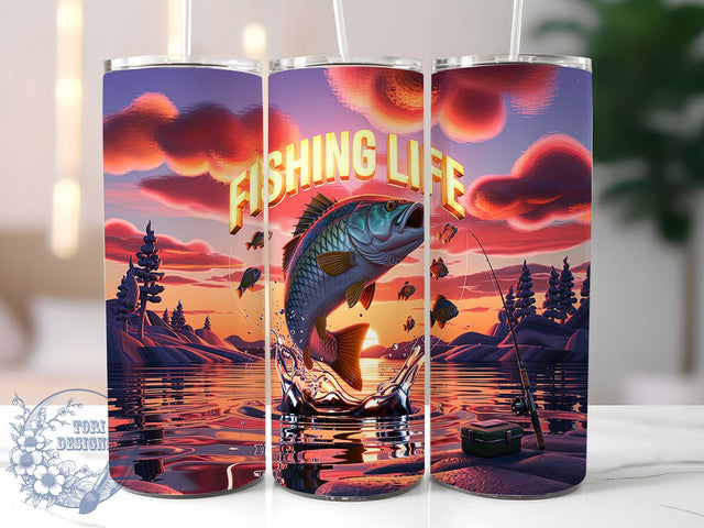 Fishing Bass Angler 20oz Tumbler Wrap, Fisherman Tumbler Design, 20oz Sublimation Wrap, Outdoor Adventure Drinkware, Bass Fishing Gift, Angler Life Tumbler, Lake Life Tumbler Sublimation ToriDesigns 