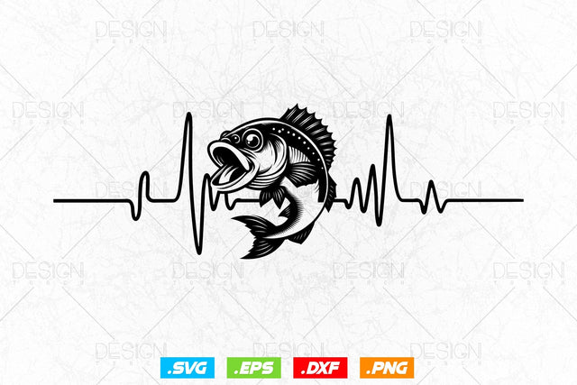 Fishing Bass heartbeat Svg Png, Fathers Day Svg, Fish Lover Gifts, Fishing Hook Svg, Bass Fish Svg, Svg Files For Cricut SVG DesignDestine 