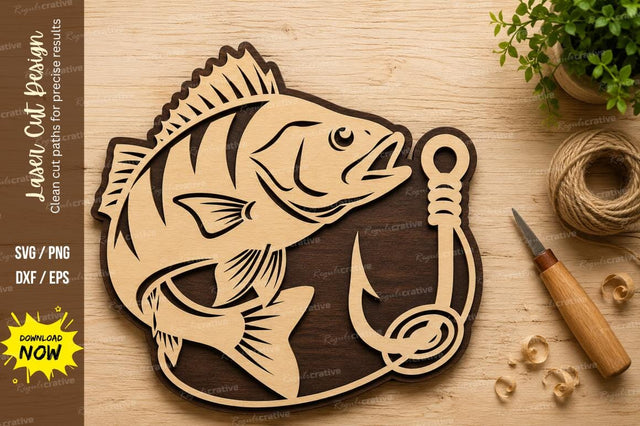 Fishing Bass Hook Laser Cut SVG Design SVG Regulrcrative 