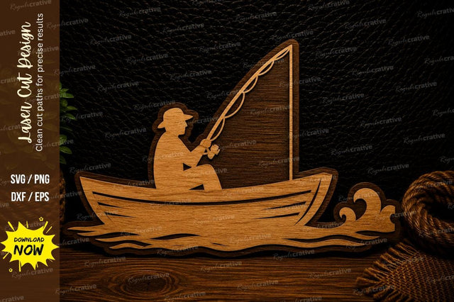 Fishing Boat Angler Laser Cut SVG Design SVG Regulrcrative 