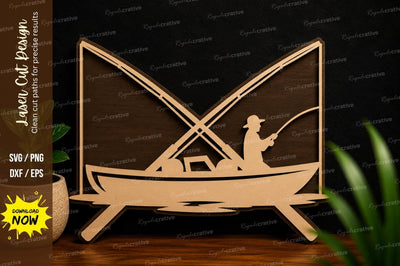Fishing Boat Lake Adventure Laser Cut SVG File SVG Regulrcrative 