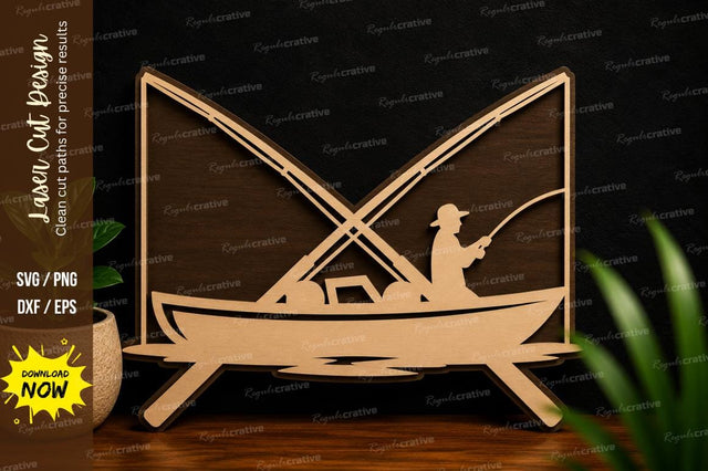 Fishing Boat Lake Adventure Laser Cut SVG File SVG Regulrcrative 