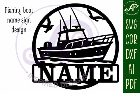Fishing boat name wall art sign, SVG personalized sign SVG APInspireddesigns 