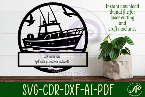 Fishing boat name wall art sign, SVG personalized sign SVG APInspireddesigns 