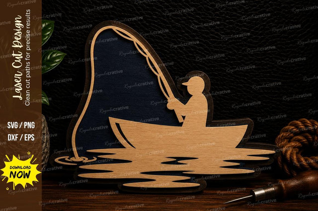 Fishing Boat Silhouette Laser Cut Svg Design SVG Regulrcrative 