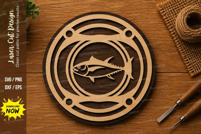 Fishing Boat Wheel SVG | Nautical Laser Cut File | Glowforge CNC DXF PNG EPS SVG Regulrcrative 