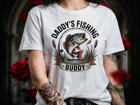 Fishing Buddy Dad T-Shirt PNG, Daddy Shirt, Angler Life, Cute Outdoors, Sublimation PNG, Father Child, Rustic Fishing Sublimation SvggirlplusArt 