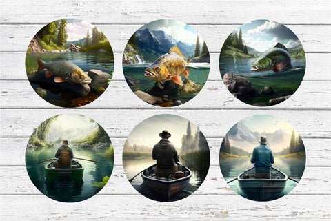 Fishing Car Coaster Bundle. Car Coaster Sublimation PNG Sublimation Olga Terlyanskaya 