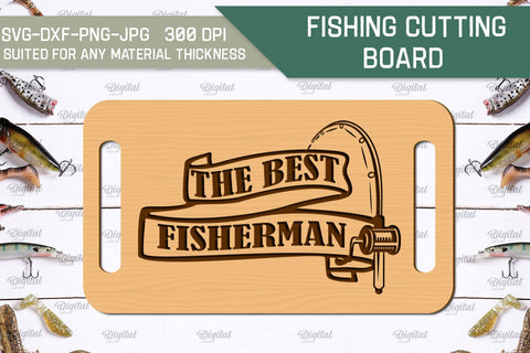 Fishing Cutting Board Laser Cut. Fishing Design SVG SVG Evgenyia Guschina 