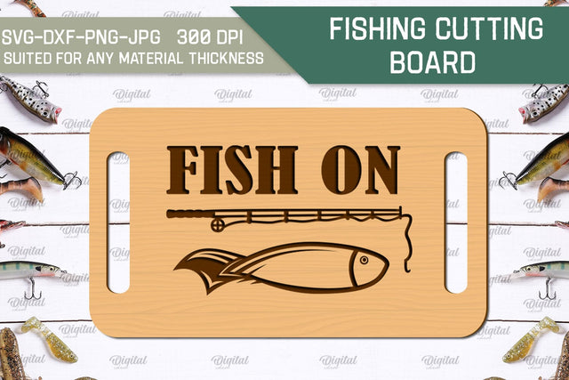 Fishing Cutting Board Laser Cut. Fishing Design SVG SVG Evgenyia Guschina 