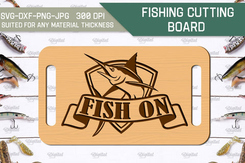Fishing Cutting Board Laser Cut. Fishing Design SVG SVG Evgenyia Guschina 