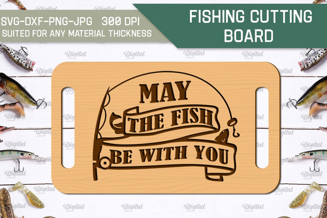 Fishing Cutting Board Laser Cut. Fishing Design SVG SVG Evgenyia Guschina 
