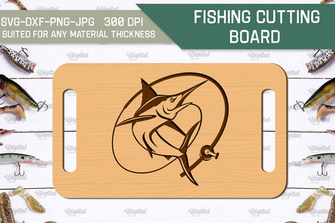 Fishing Cutting Board Laser Cut. Fishing Design SVG SVG Evgenyia Guschina 