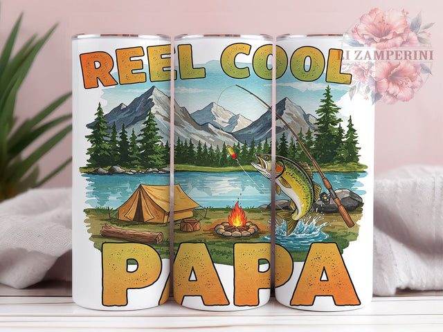 Fishing Dad 20oz Tumbler Wrap, Father's Day Fishing Gift, 20oz Sublimation Wrap, Cool Papa Design, Custom Fishing Drinkware, Reel Cool Papa Tumbler, Outdoor Enthusiast Gift Sublimation Li Zamperini 