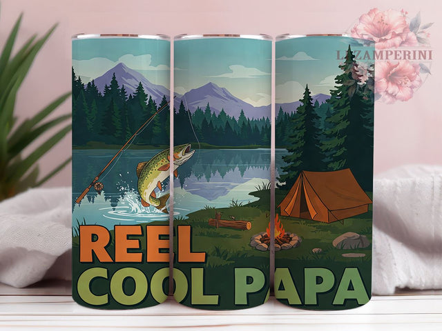 Fishing Dad 20oz Tumbler Wrap, Father's Day Fishing Gift, 20oz Sublimation Wrap, Cool Papa Design, Custom Fishing Drinkware, Reel Cool Papa Tumbler, Outdoor Enthusiast Gift Sublimation Li Zamperini 