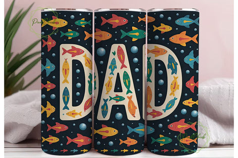 Fishing Dad 20oz Tumbler Wrap Sublimation PixelChick 