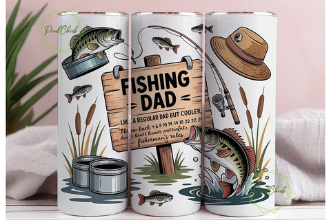 Fishing Dad 20oz Tumbler Wrap Sublimation PixelChick 