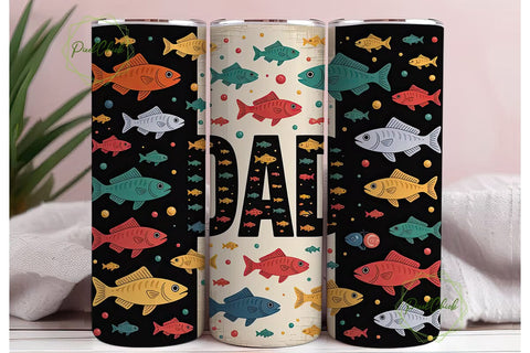 Fishing Dad 20oz Tumbler Wrap Sublimation PixelChick 