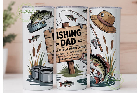 Fishing Dad 20oz Tumbler Wrap Sublimation PixelChick 
