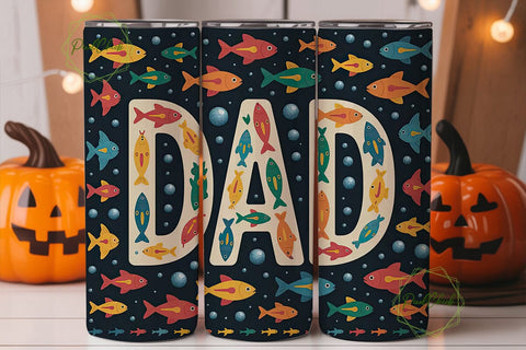 Fishing Dad 20oz Tumbler Wrap Sublimation PixelChick 