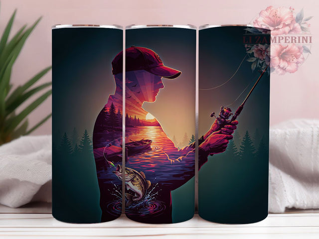 Fishing Design Rustic Outdoor 20oz Tumbler, Fisherman Profile, Baseball Cap, Outdoor Lifestyle, Rustic Fishing, Skinny Tumbler, Sublimation PNG Sublimation Li Zamperini 