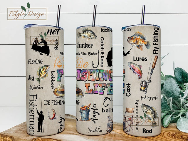 Fishing Fish Tumbler Wrap PNG, 20 oz Skinny Tumbler, Sublimation png, Digital Download, Fishing Life Wrap, Fishing Tumbler Dad, Angler Bait Sublimation iStyleDesign 