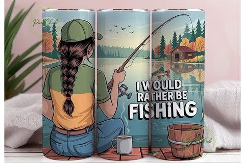 Fishing Girl 20oz Tumbler Wrap Sublimation PixelChick 