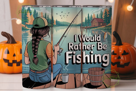 Fishing Girl 20oz Tumbler Wrap Sublimation PixelChick 