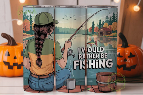 Fishing Girl 20oz Tumbler Wrap Sublimation PixelChick 